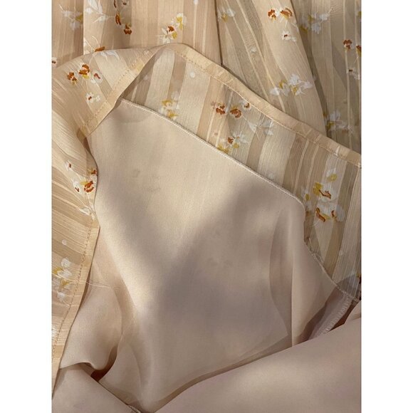 Wayf‎ Cream Off The Shoulder Long Sleeve Floral Print Flowy Tunic Dress  L - Picture 10 of 12